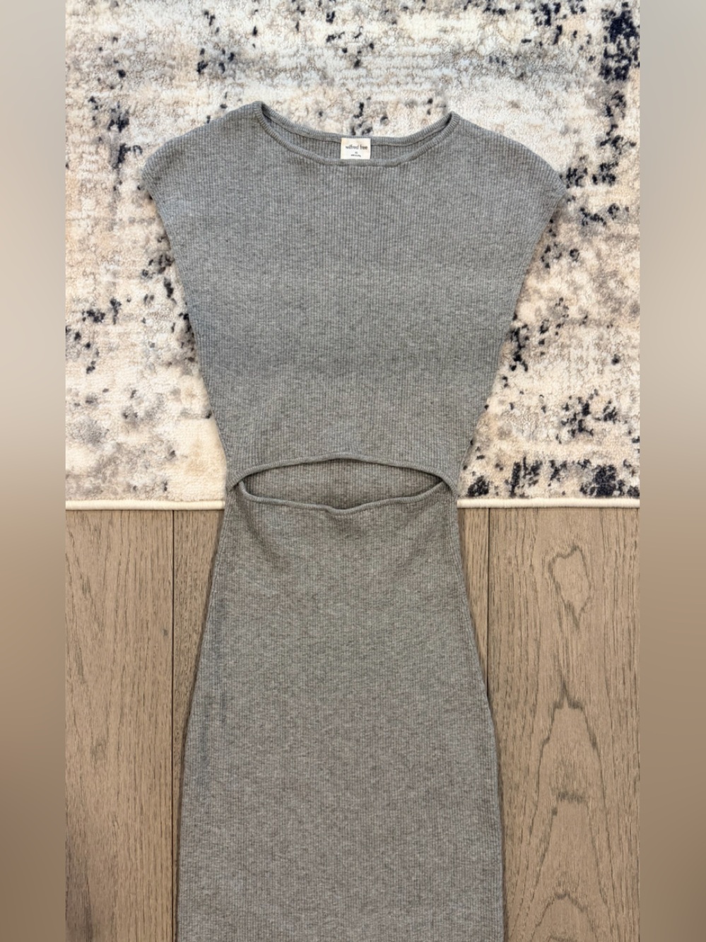 Wilfred Mini Dress in Heather Gray with Keyhole Detail